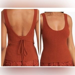 VINCE NWT Tie Back Scoop Necklines Rust color Cotton Blend Tank Tank Size Small